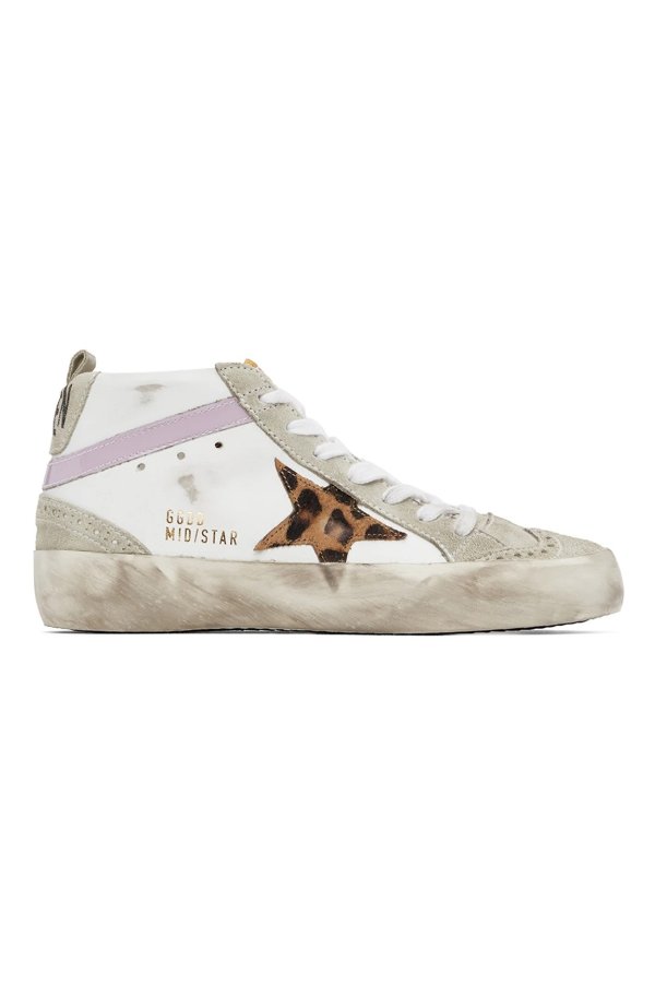 SSENSE Exclusive White & Grey Mid Star Classic Sneakers