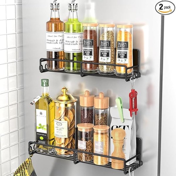 SUNALLY 2 Pack Magnetic Spice Rack