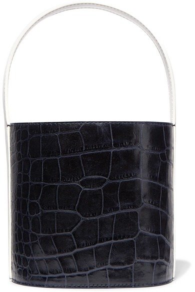Bissett croc-effect and smooth leather bucket bag