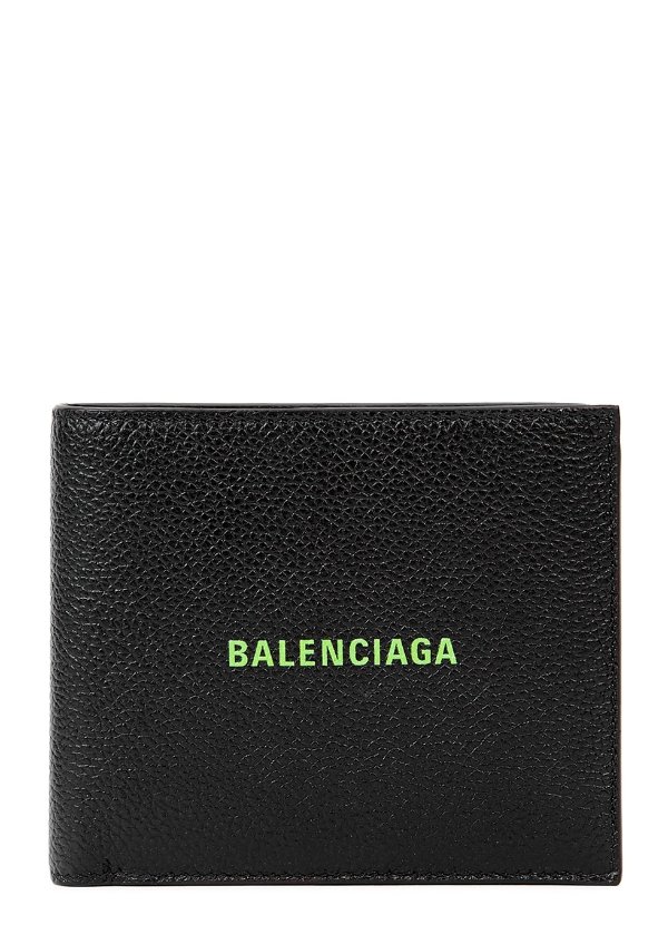 Black logo leather wallet