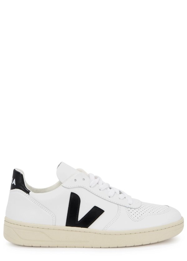 V10 white leather sneakers