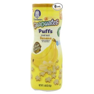 Gerber Graduates Puffs Cereal Snack, Banana, Naturally Flavored with Other Natural Flavors, 1.48-Ounce (pack of 6)