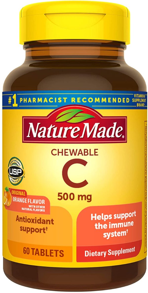 Nature Made Chewable Vitamin C 500 mg Tablets, 60 Count