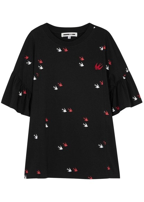 Swallow-print cotton T-shirt