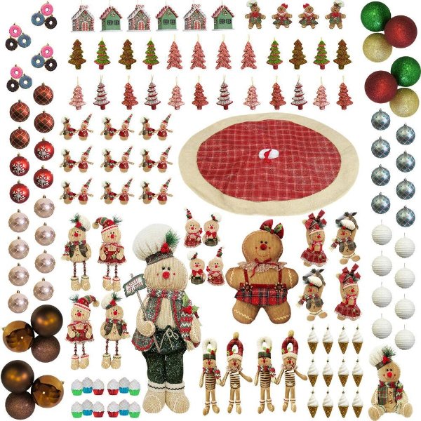 姜饼人圣诞树装饰152件套