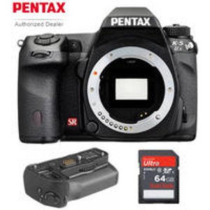 Pentax K-5 IIS Digital SLR Camera + Pentax Battery Grip + SanDisk 64GB SDXC Card