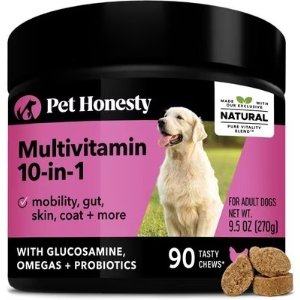 PETHONESTY 10-for-1 Multivitamin with Glucosamine Soft Chews Dog Supplement, 90 count - Chewy.com