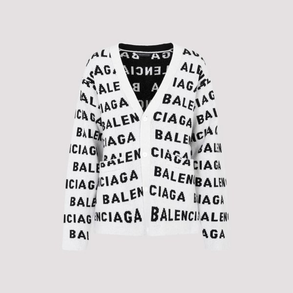 Balenciaga All-Over Cardigan 766414.T1673-3377 WHITE BLACK | IlDuomo