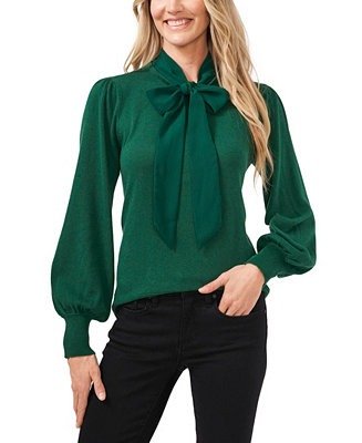 Women's Long Sleeve Sweater with Novelty Satin Bow