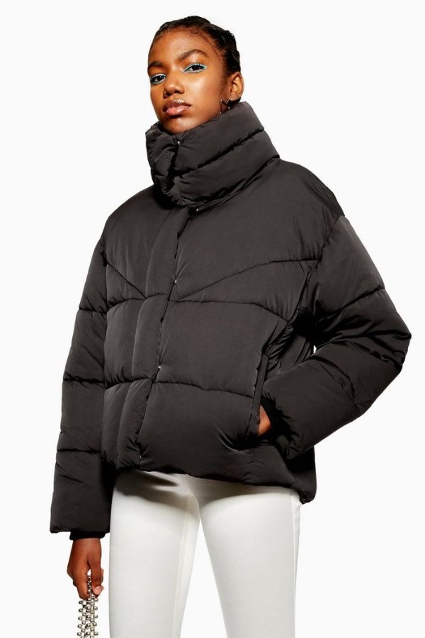 Black Wrap Padded Puffer Jacket
