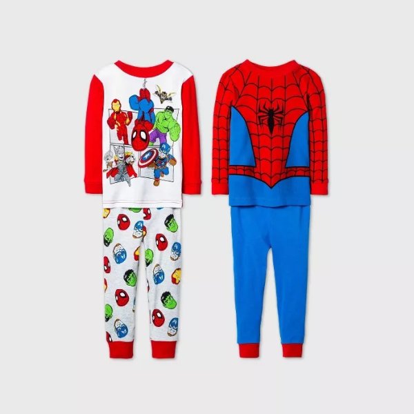 Toddler Boys' 4pc Spider-Man Pajama Set - Blue