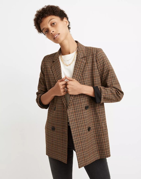 Caldwell Double-Breasted Blazer in Mandell Plaid