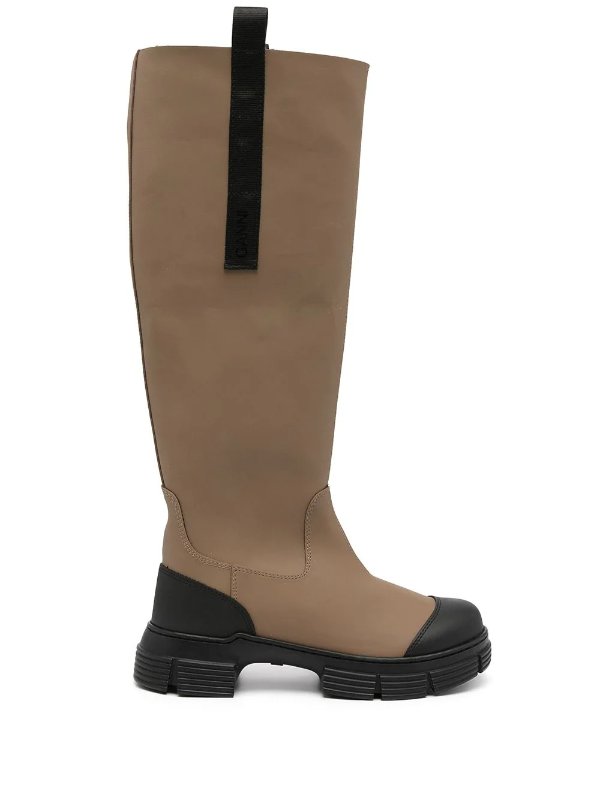 two-tone knee-length boots