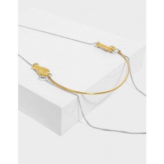 Multi Chain Detail Crystal Necklace | CHARLES & KEITH