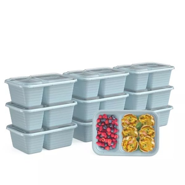 Prep 2-Compartment Snack Container Set, 20 Pieces