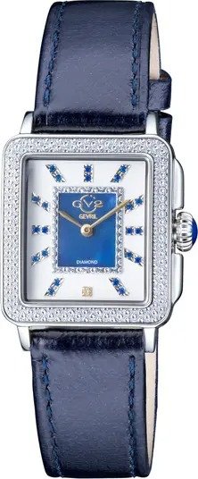 Women's Padova Gemstone Diamond Leather Strap Watch, 27mm x 30mm - 0.0116 ctw