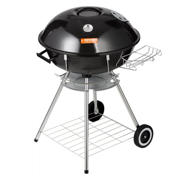 22 inch Kettle Charcoal Grill, Premium Kettle Grill with Wheels and Cover, Porcelain-Enameled Lid and Ash Catcher & Thermometer for BBQ, Round Barbecue Grill Outdoor Cooking, Picnic, Patio and Backyard