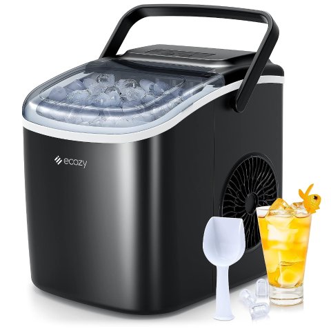 ecozy Nugget Ice Maker Countertop - Chewable Pellet Ice Cubes, 33 lbs Daily  Output, Stainless Steel Housing, Self-Cleaning Ice Machine with Ice Bags  for Parties, Kitchen, Bar, Office 