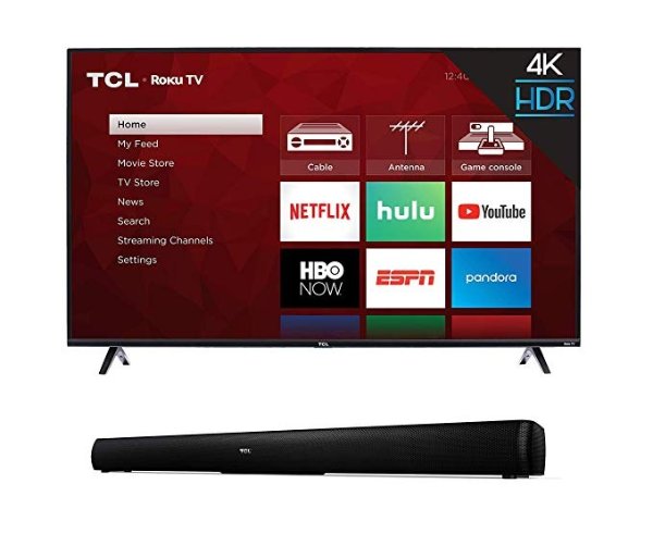 50S425 50 inch 4K Smart LED Roku TV (2019) withAlto 5 2.0 Channel Home Theater Sound Bar - TS5000