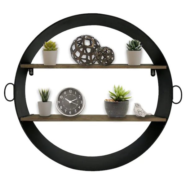 Round Black Metal with 2 Shelves