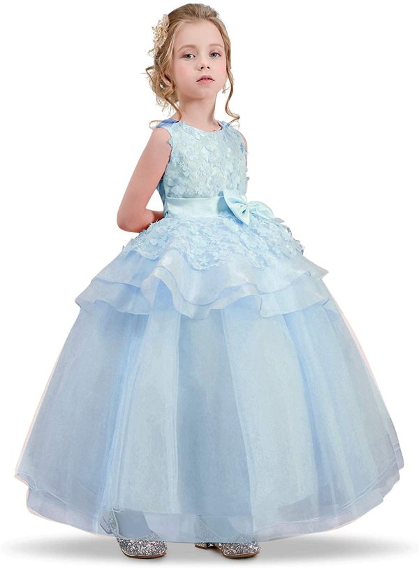 Girl Sleeveless Embroidery Princess Pageant Dresses Kids Prom Ball Gown