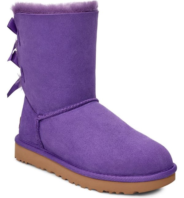 紫色蝴蝶结雪地靴