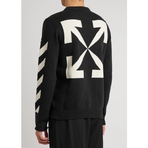 Off-WhiteBlack logo-intarsia cotton-blend jumper