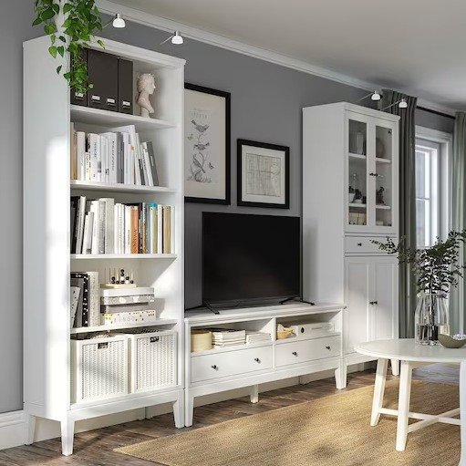 IDANAS TV storage combination, glass/white, 128x153/4x831/8" - IKEA