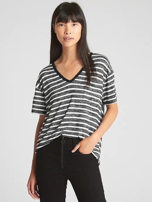 Softspun Stripe V-Neck Pocket T-Shirt
