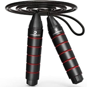 Vinsguir Adjustable Jump Rope for Women Men, Lightweight Tangle Free Skipping Rope with Foam Handles for Fitness, Exercise, Boxing, Indoor Outdoor, Workout