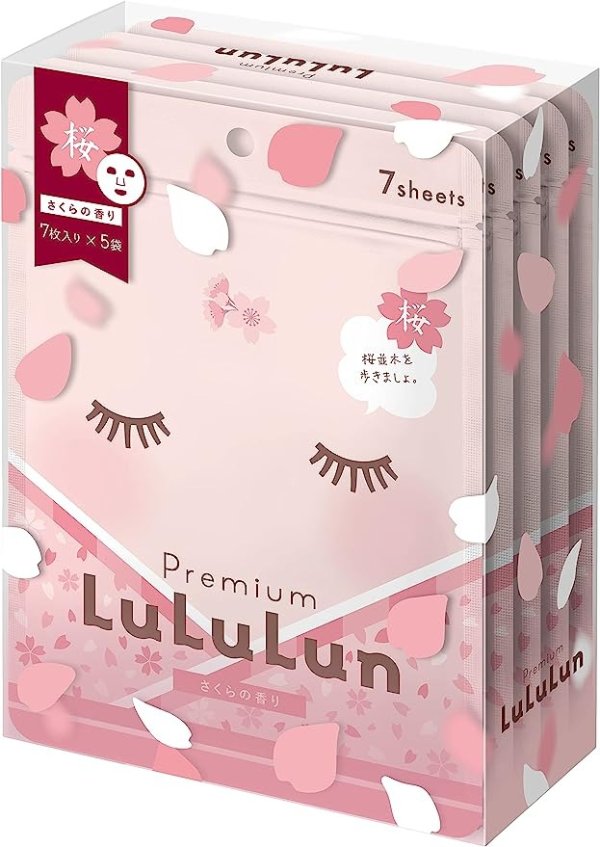 面膜 Premium Lululun 樱花(樱花香味)7片装X5袋