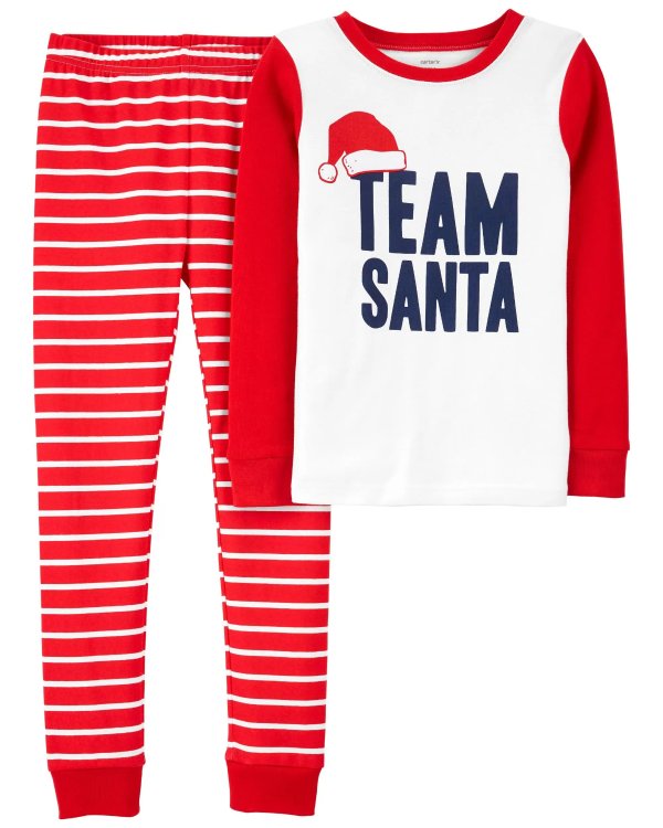 2-Piece Team Santa 100% Snug Fit Cotton PJs
