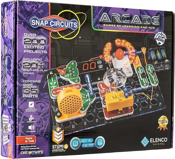 Arcade Electronics Exploration Kit | Over 200 STEM Projects | 4-Color Project Manual | 20+ Build and Play Games | 35+ Snap Modules | Unlimited Fun