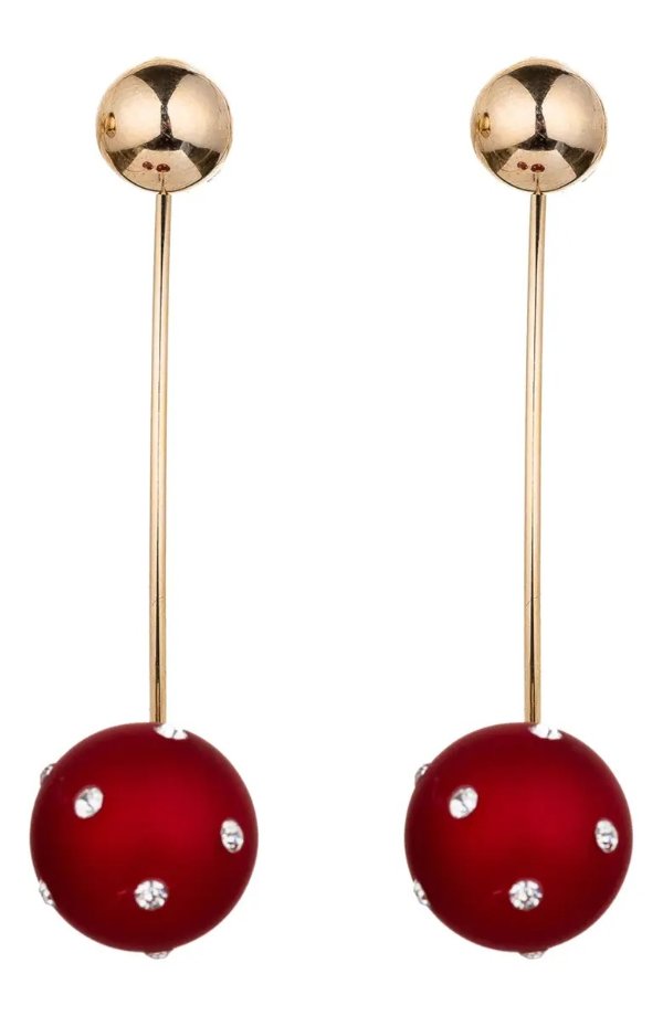 Red Ball Drop Earrings