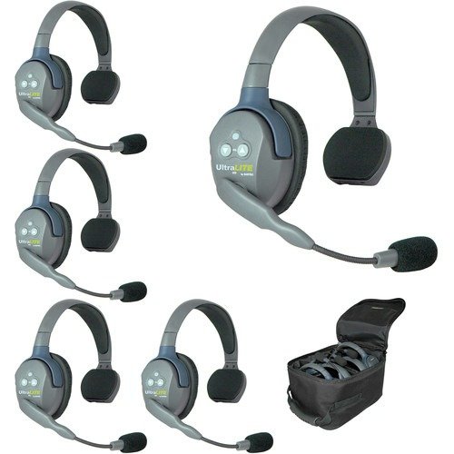 UL5S 5-Person Full-Duplex Wireless Intercom with 5 UltraLITE Single-Ear Headsets