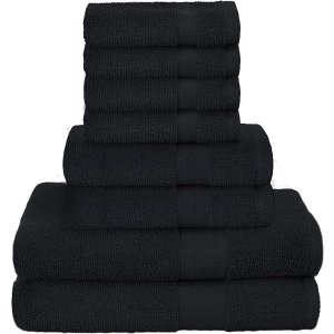 100%纯棉毛巾8件套 黑色