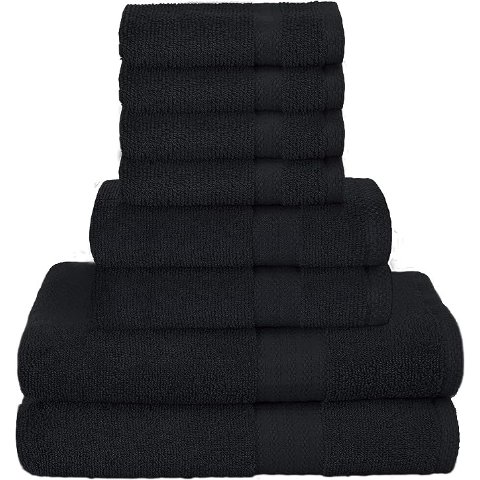 100%纯棉毛巾8件套 黑色
