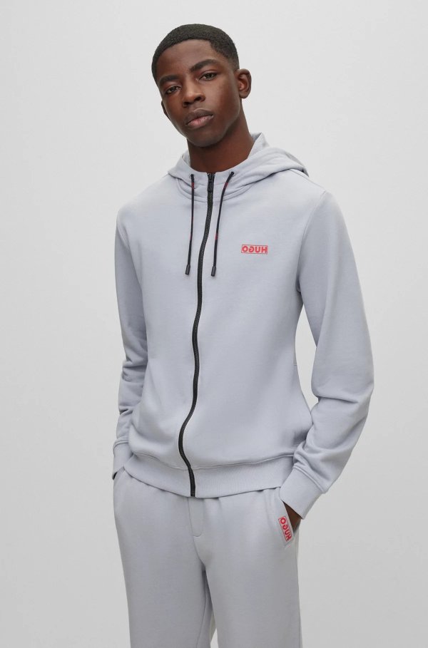 Cotton-terry zip-up hoodie with logo detail