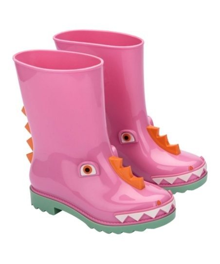 Green & Pink Dino Fabula Mini Rain Boot - Girls