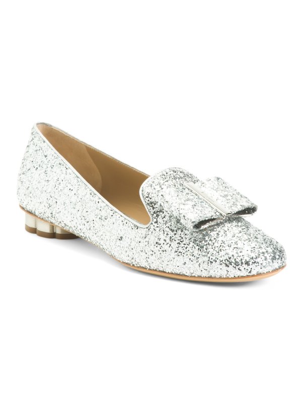 Made In Italy Glitter Bow Flats