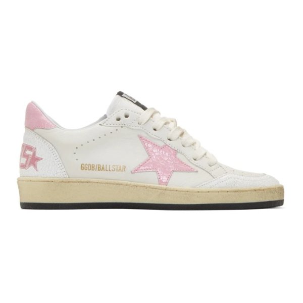 - White & Pink Ball Star Sneakers