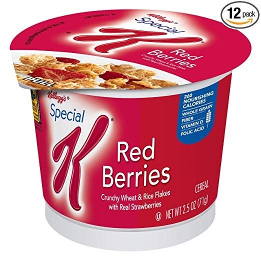 Kellogg's Special K, Breakfast Cereal in a Cup, Red Berries (Pack of 12, 2.5 oz Cups)