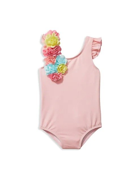 Baby's, Little Girl's and Girl's Rainbow Floral Applique One-Piece Swimsuit