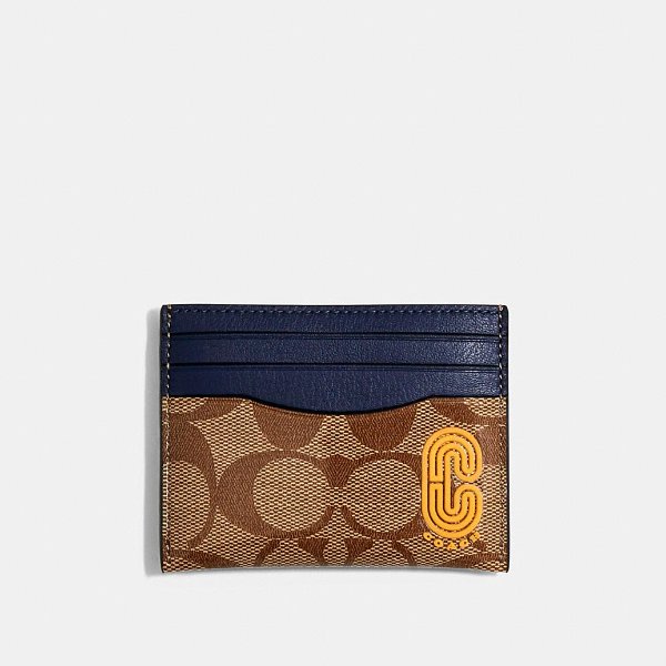 Slim Card Case in Colorblock Signature Canvas With Coach Patch