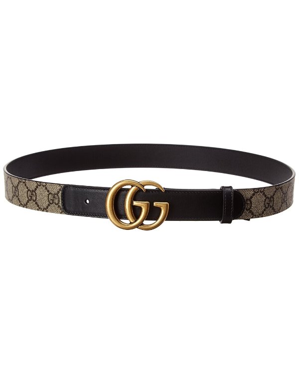 GG Supreme Canvas & Leather Belt / Gilt