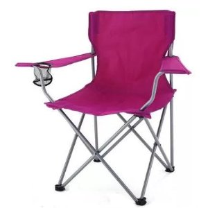 Ozark Trail Folding Chair with Built-In Cup Holder, Raspberry
