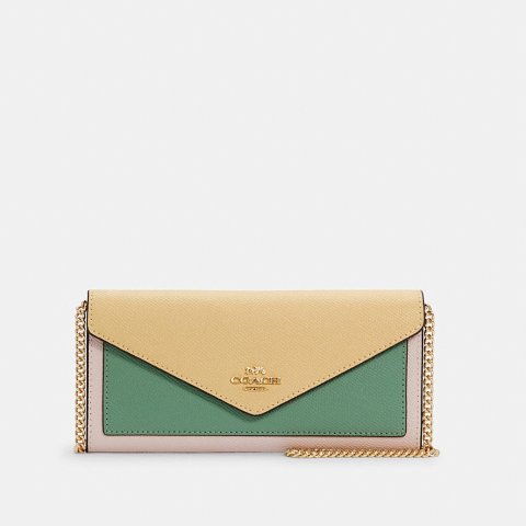 CoachSlim Envelope Wallet With Chain in Colorblock