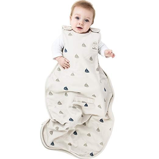 Woolino Baby Sleep Bag Or Sack by 4 Season Merino Wool Wearable Blanket Gown, 2-24 Months, Boats