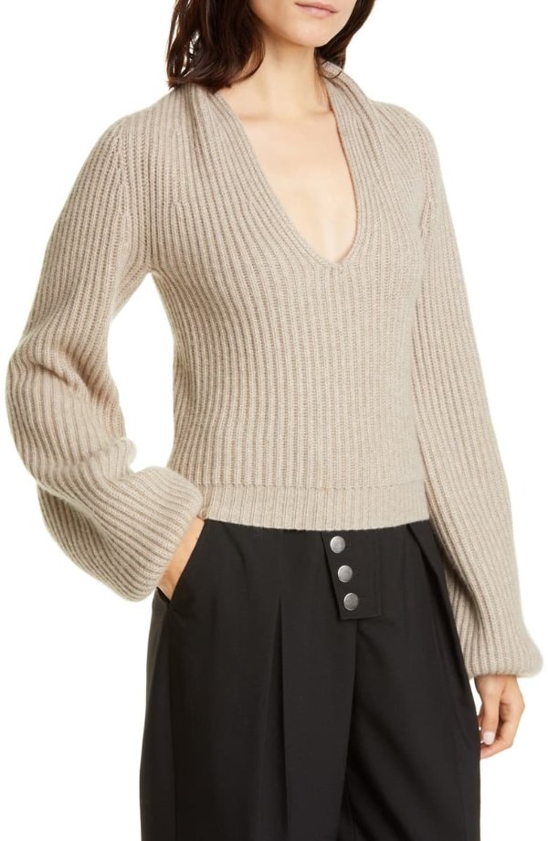 Ribbed Wool & Cashmere Blend Sweater