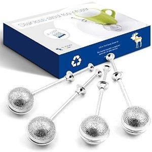 The Friendly Swede Stainless Steel Long Handle Tea Infuser, Set of 4